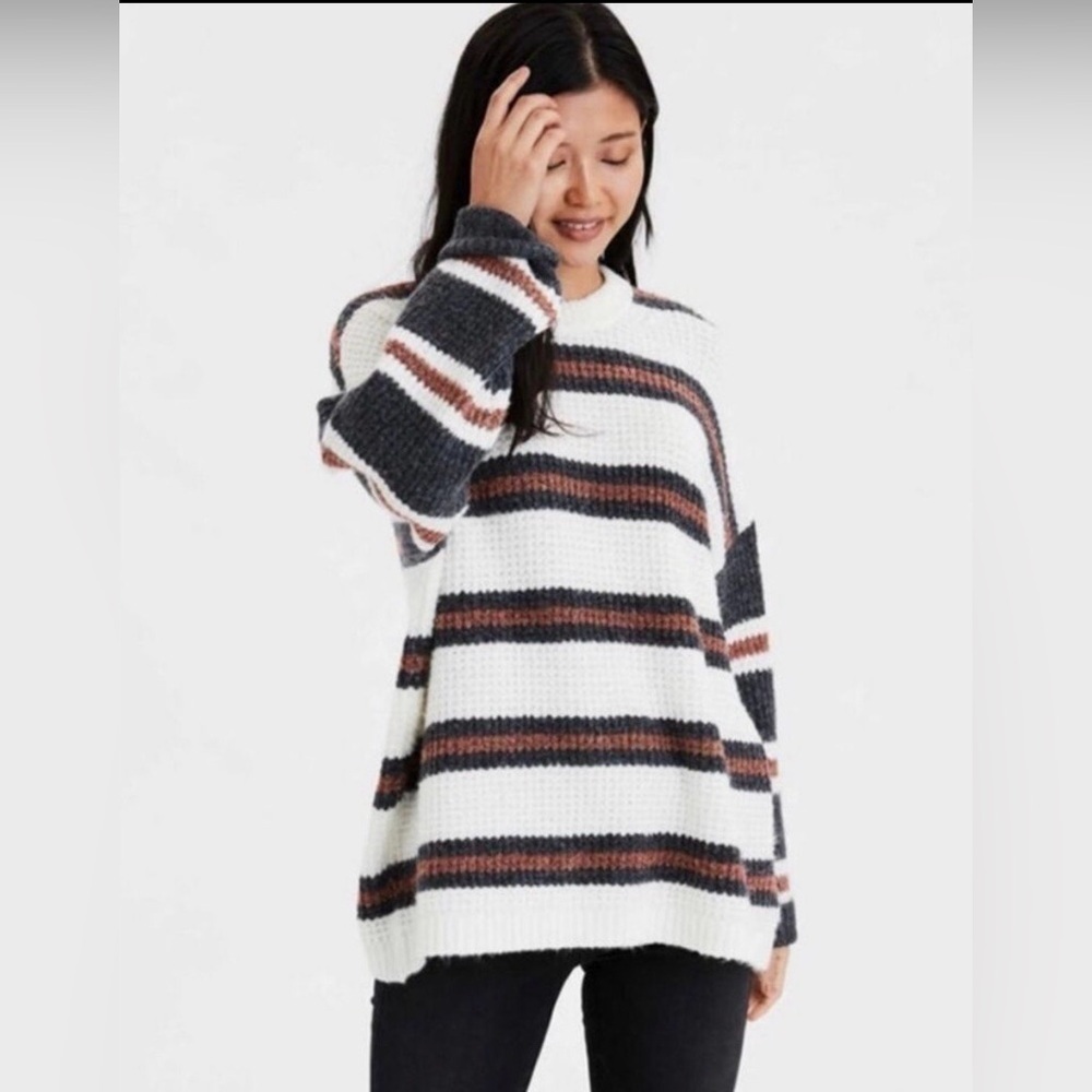 EUC American Eagle Striped Waffle Knit Sweater – Small